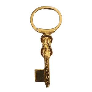 Vintage 1983 Gucci Goldtone Keychain Engraved "Italy" "Boston"